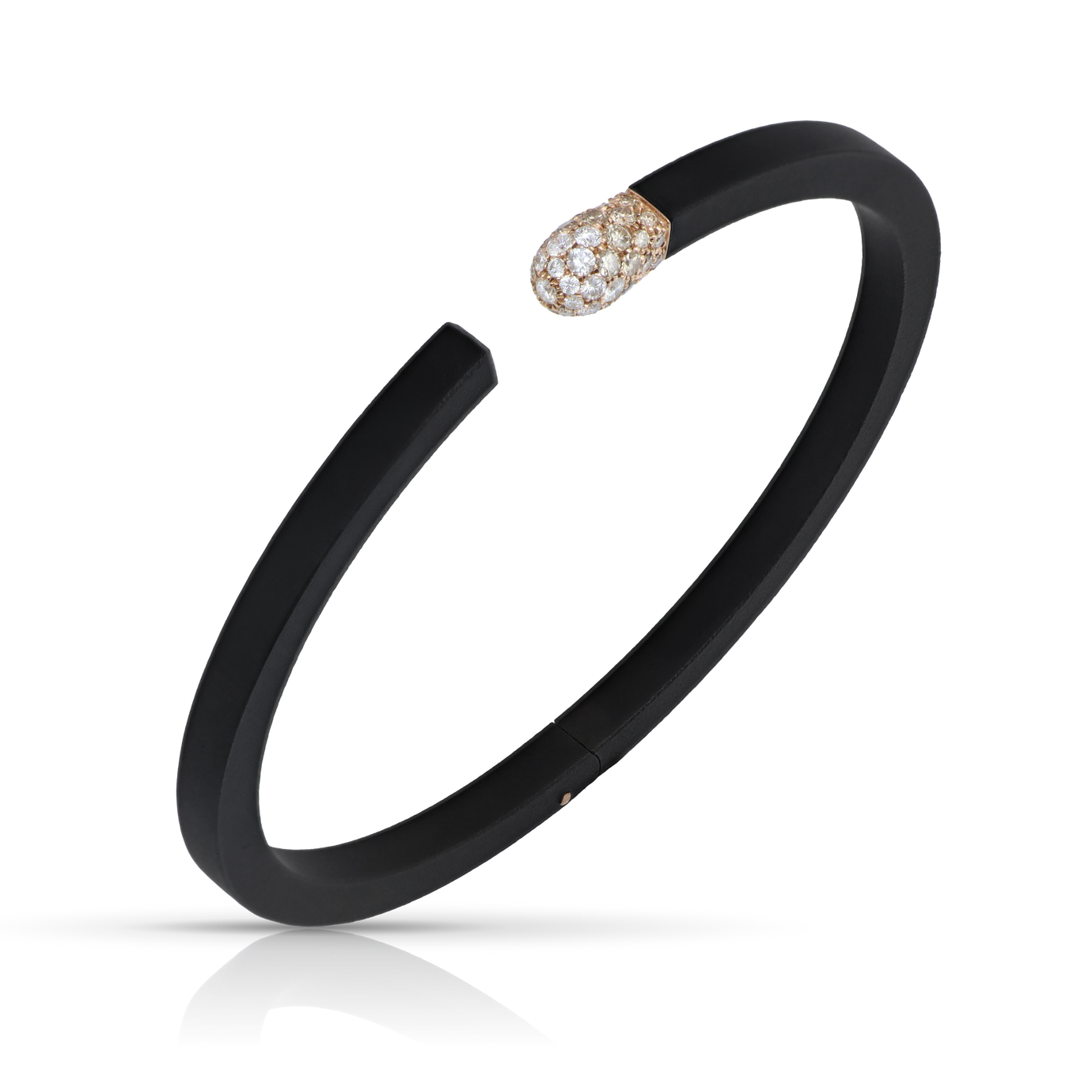 Bracelet in 18k Rose Gold and Black Titanium with White and Champagne Diamonds.