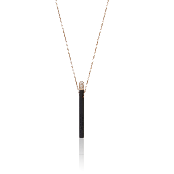 Necklace in 18k Rose Gold and Black titanium with white and champagne diamonds
