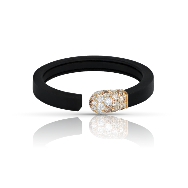 Ring in 18k Rose Gold an Black Titanium with White and Champagne Diamonds