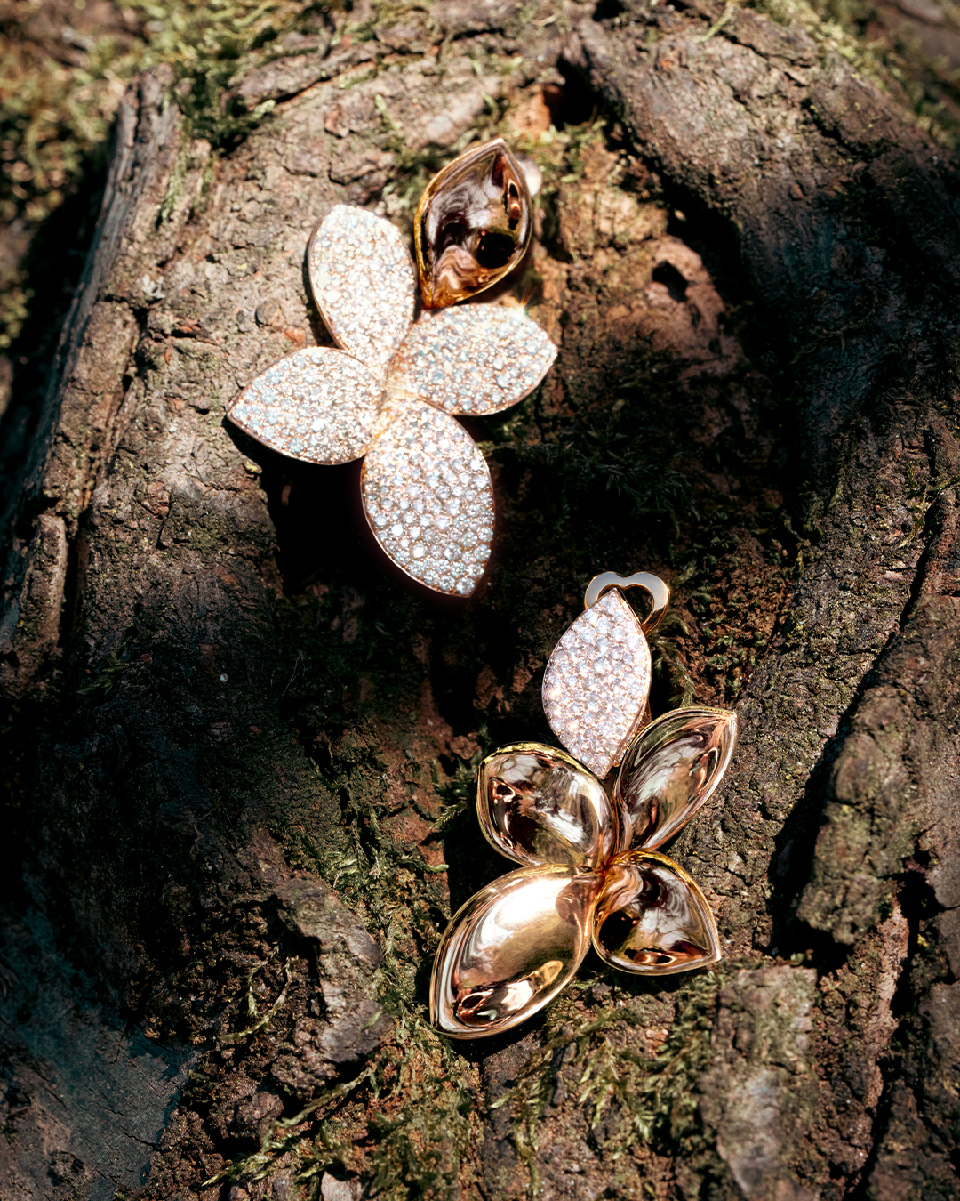 Giardini Segreti earrings in 18k Rose Gold with diamonds