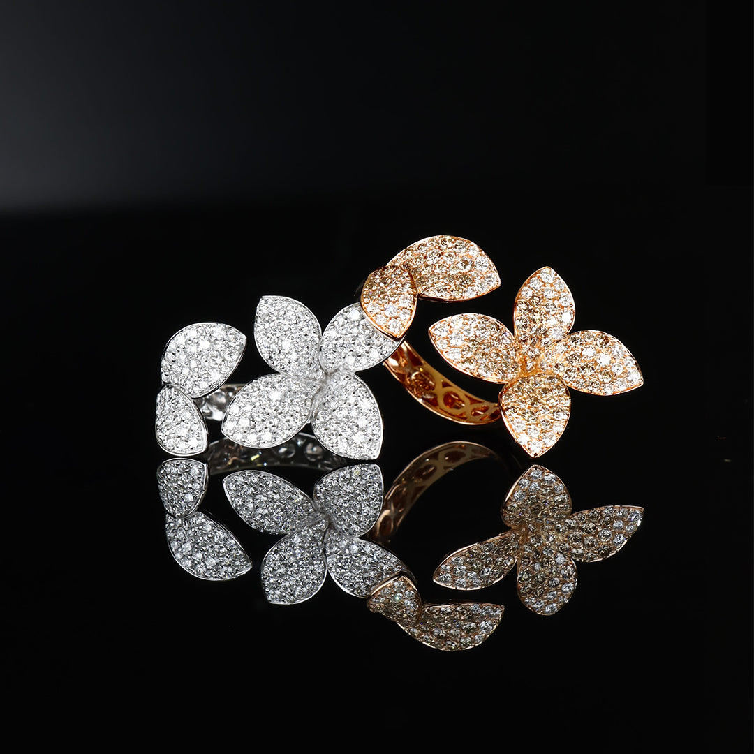 Giardini Segreti rings in 18k White Gold and in 18k Rose Gold with Diamonds.
