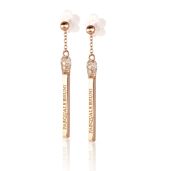 Earrings in 18k White gold with white and champagne diamonds