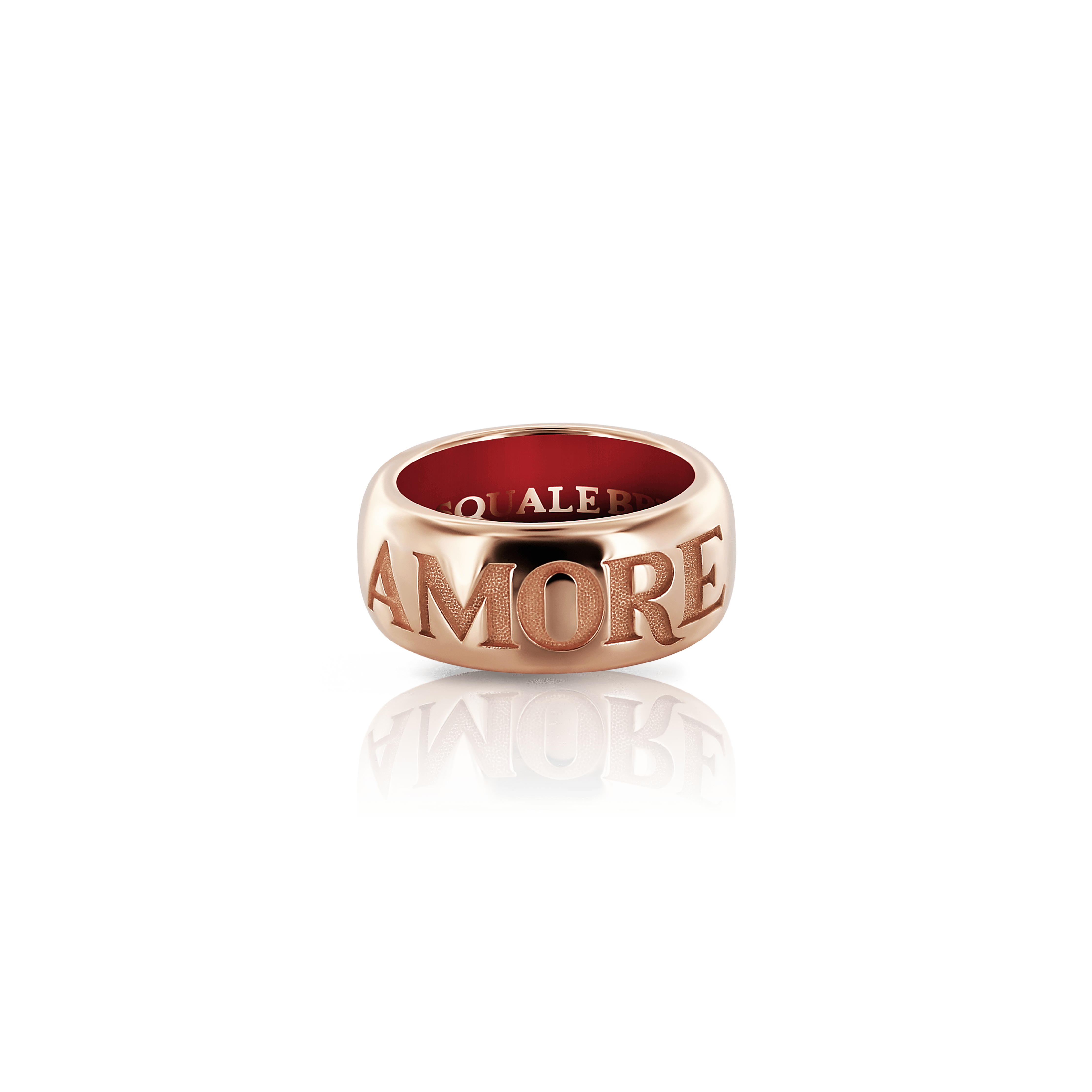 Amore Medium Band Ring in 18k Rose Gold with Enamel Pasquale