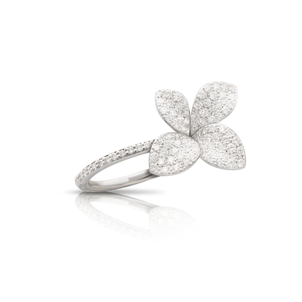 Ring in 18k White Gold with Diamonds, Medium Flower.
