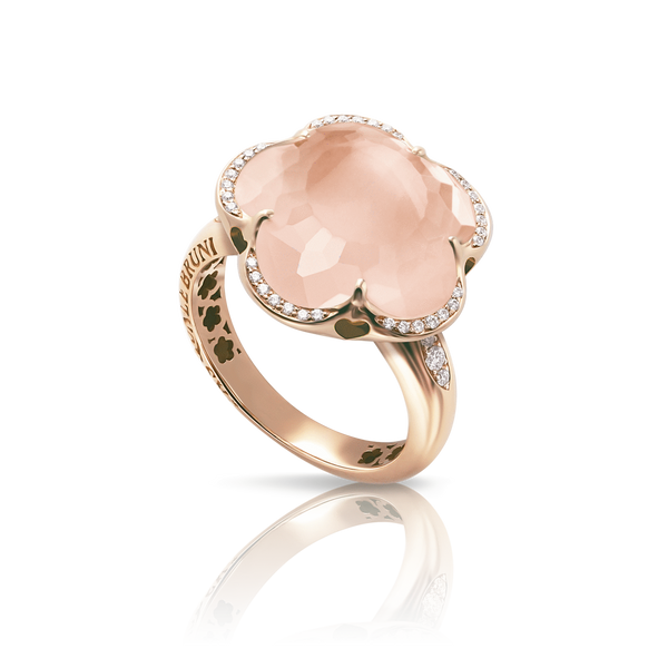 Ring in 18k Rose Gold with Rose Quartz and Diamonds.