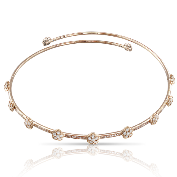 Choker in 18k Rose Gold with White and Champagne Diamonds.