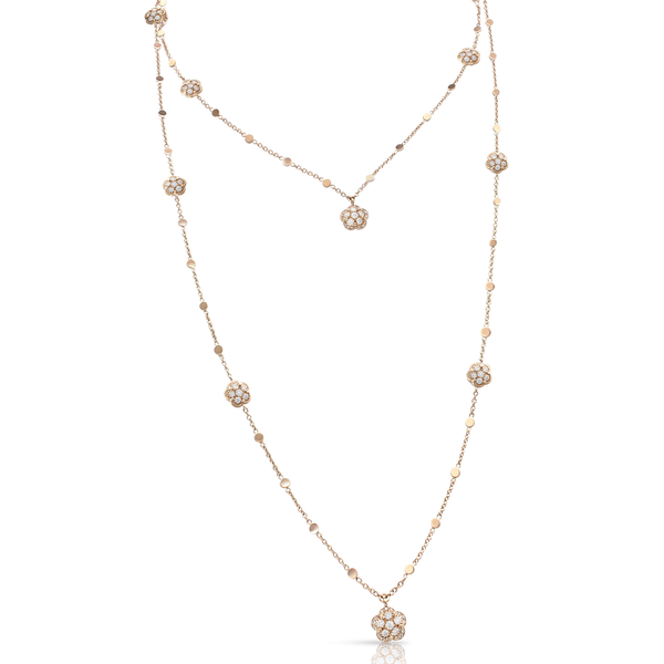 Sautoir in 18k Rose Gold with White and Champagne Diamonds.