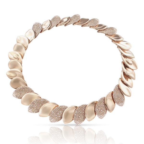 Choker Combination in 18k Rose Gold with White and Champagne Diamonds.