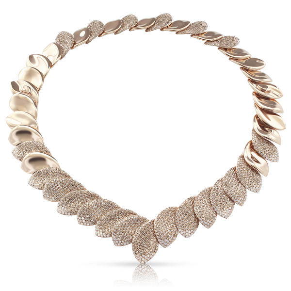 Collier in 18k Rose Gold with White and Champagne Diamonds.