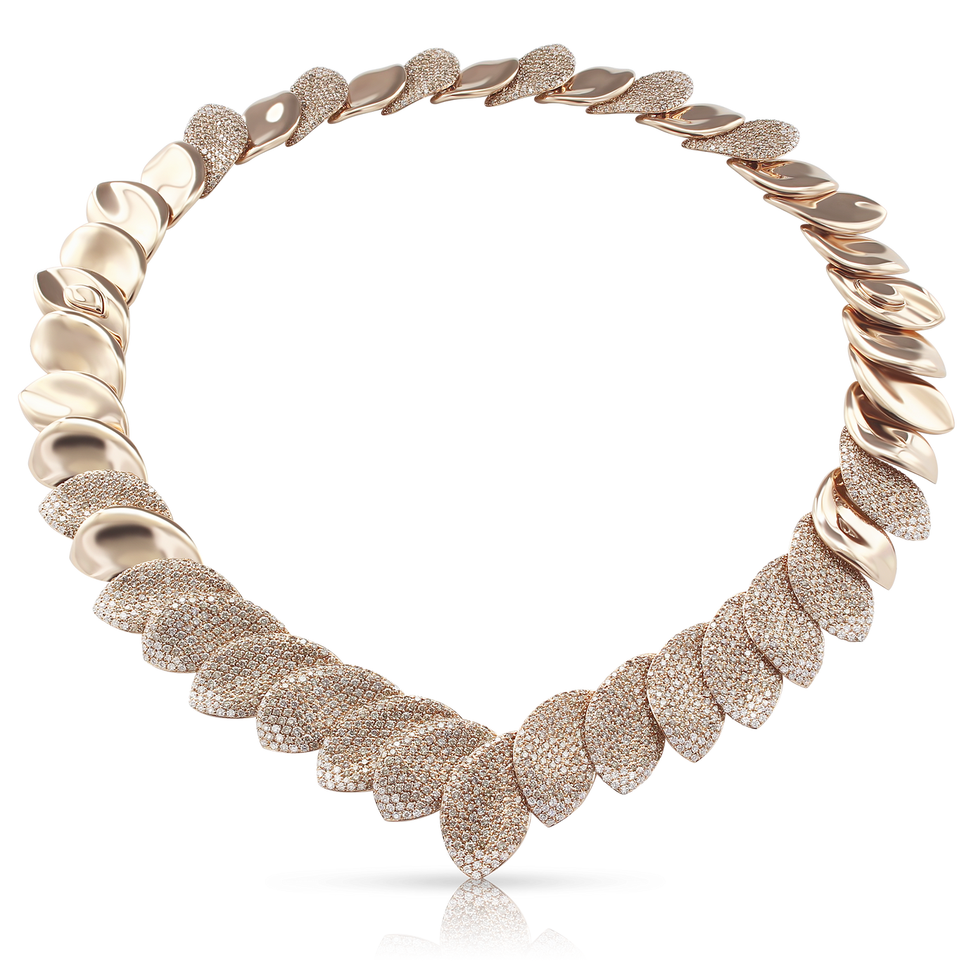 Collier in 18k Rose Gold with White and Champagne Diamonds.