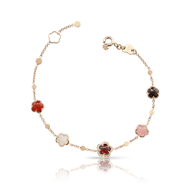 Bracelet in 18k Rose Gold with coloured gems and Diamonds.