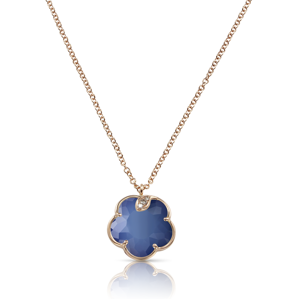 Necklace in 18k Rose Gold with Blue Moon and Diamonds.