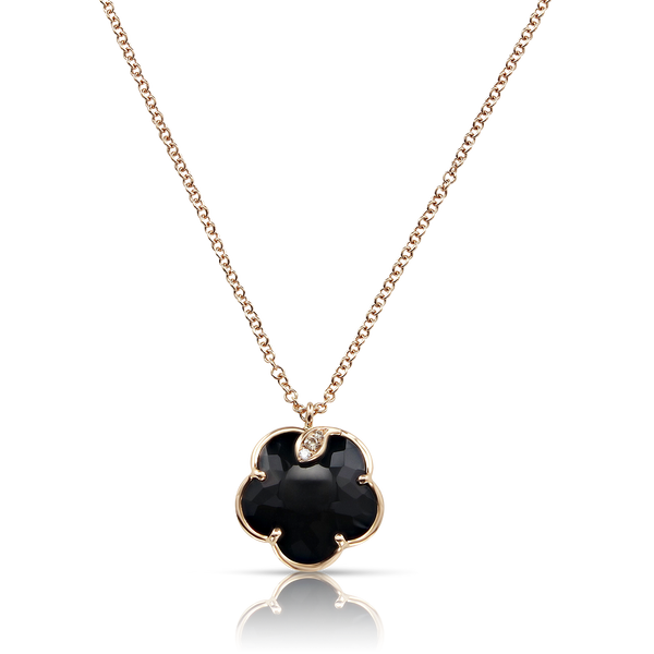Necklace in 18k Rose Gold with Onyx and Diamonds.