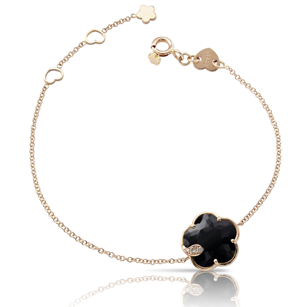 Bracelet in 18k Rose Gold with Onyx and Diamonds.