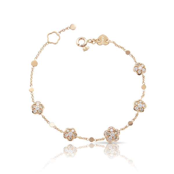Bracelet in 18k Rose Gold with White and Champagne Diamonds.