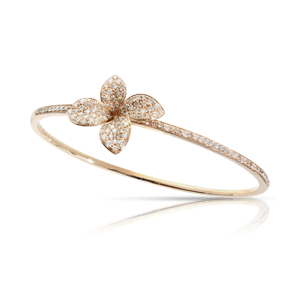 Bracelet in 18k Rose Gold with Diamonds, Medium Flower.