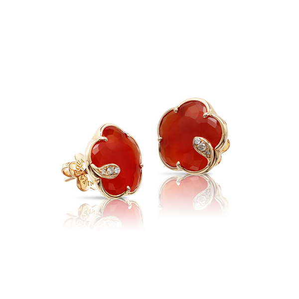 Earrings in 18k Rose Gold with Carnelian and Diamonds.