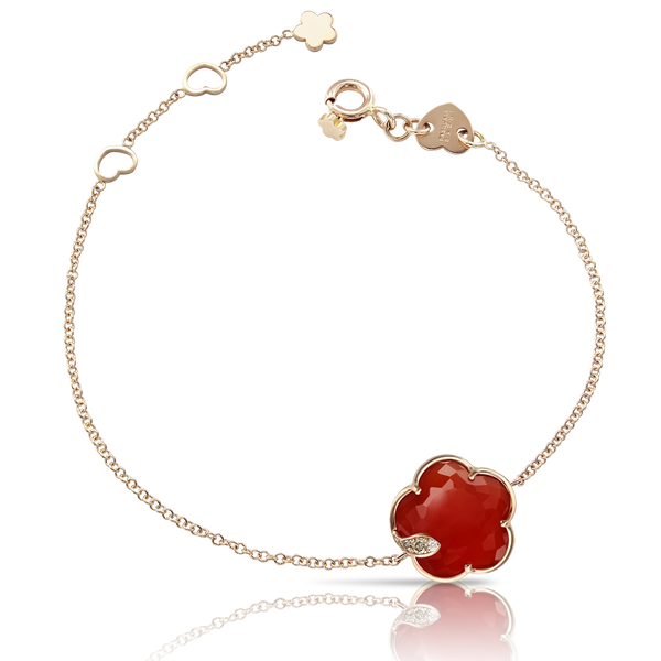 Bracelet in 18k Rose Gold with Carnelian and Diamonds.