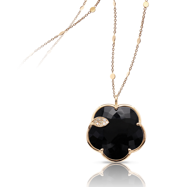 Necklace in 18k Rose Gold with Onyx and Diamonds.