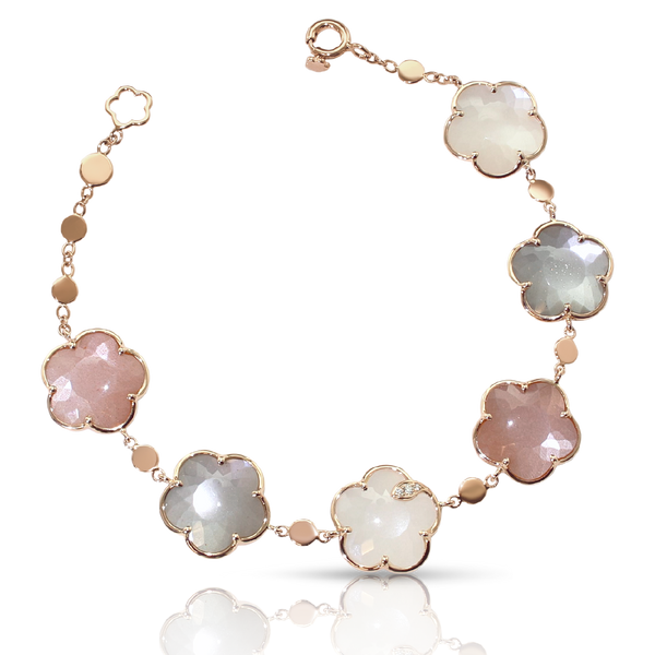 Bracelet in 18k Rose Gold with Moon gems and Diamonds.