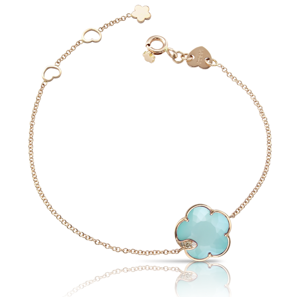 Bracelet in 18k Rose Gold with Sea Moon gem and Diamonds.