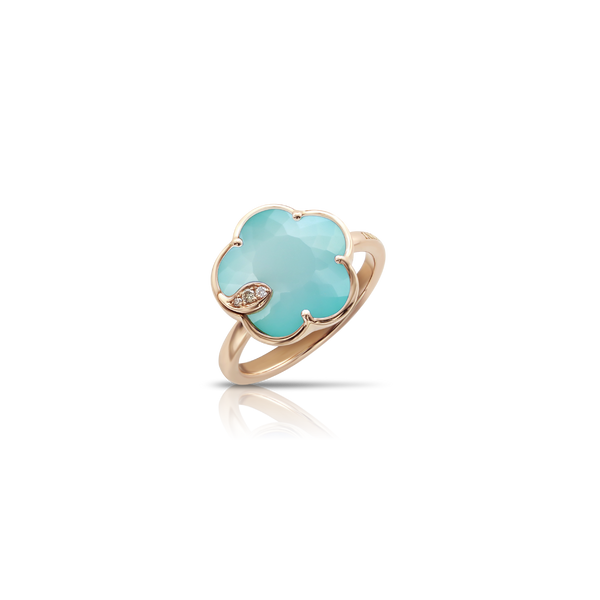 Ring in 18k Rose Gold with Sea Moon gem and Diamonds.