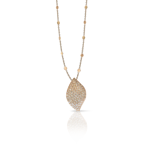 Necklace in 18k Rose Gold with White and Champagne Diamonds.