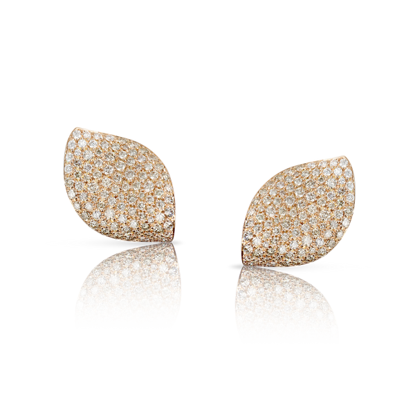 Earrings in 18k Rose Gold with White and Champagne Diamonds.